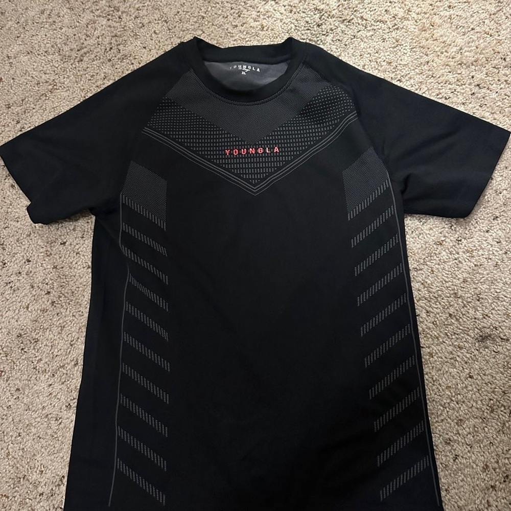 ❌ SOLD ❌ YoungLA 465 Superhero Compression Shirt Mens Medium Black Short Sleeve